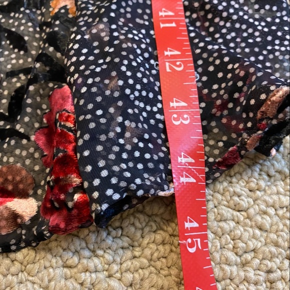 Jill Jill Stuart Dahlia Devore Floral Velvet V-Neck Ruffle Frill Midi Dress Sz 4 - Picture 10 of 11